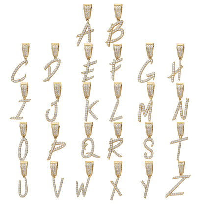 Hip Hop Letter Cubic Zirconia Pendant Necklace for Men and Women