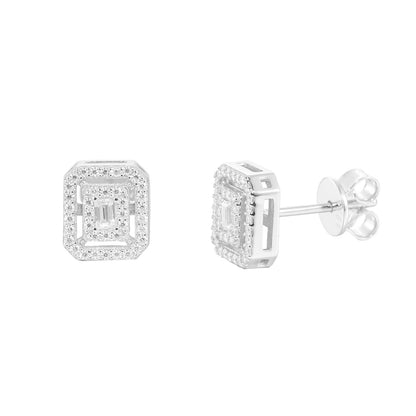 Moissanite Geometric Stud Earrings for Men and Women, Iced-Out Square Hip Hop Earrings