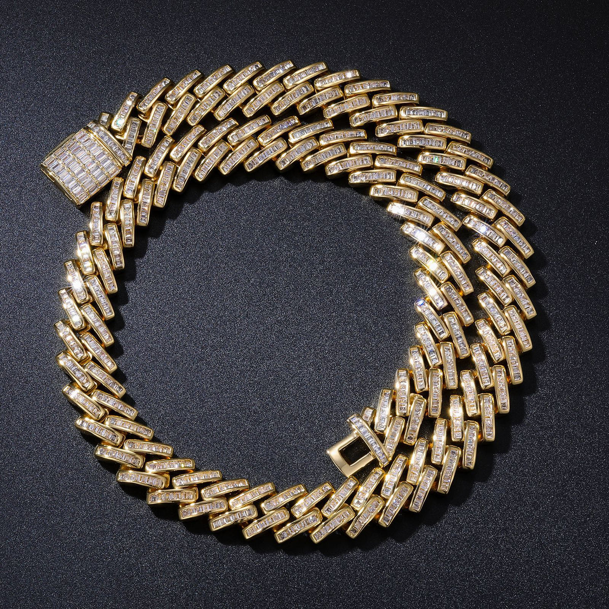 Geometric Zircon Cuban Link Chain Necklace and Bracelet product image