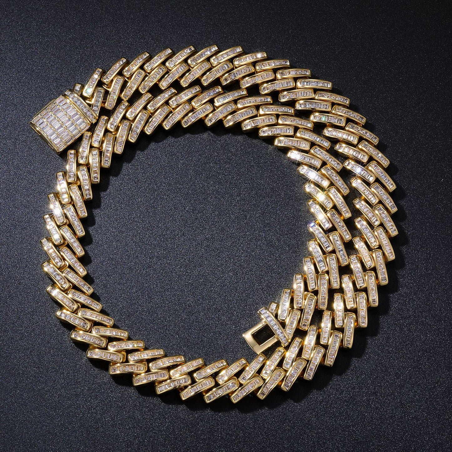 Geometric Zircon Cuban Link Chain Necklace and Bracelet product image