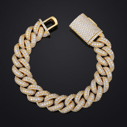 Cubic Zirconia Cuban Link Bracelet, Iced Hip Hop Bracelet for Men and Women