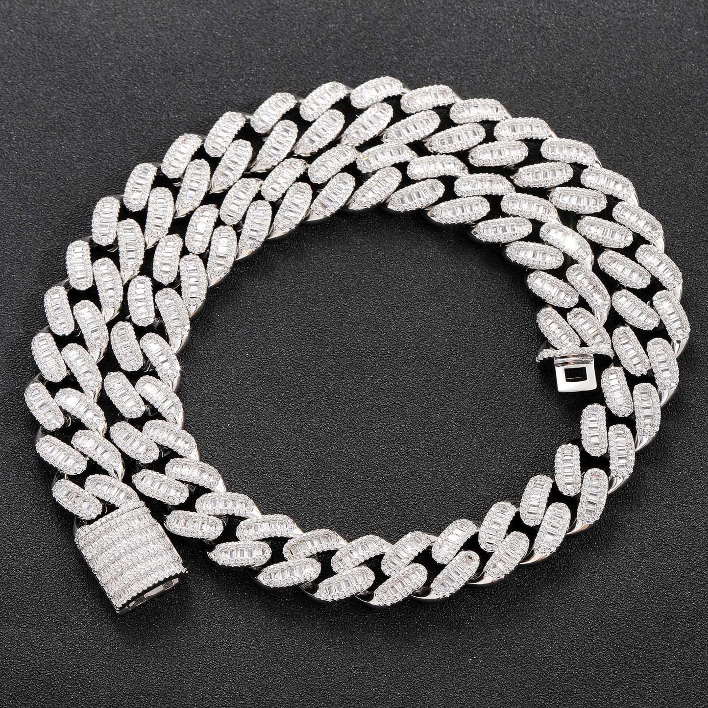 Hip Hop Light Luxury Diamond Shape Cuban Link Copper Necklace for Men