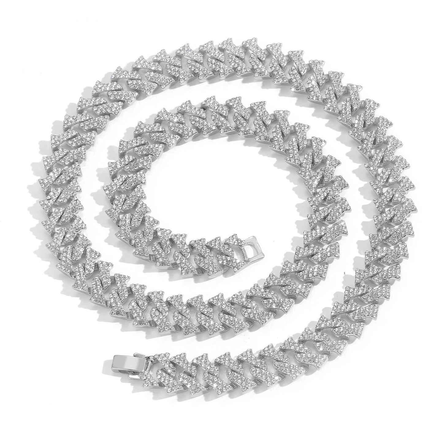 Hip Hop Diamond Shape Cuban Link Thorn Alloy Bracelet for Men