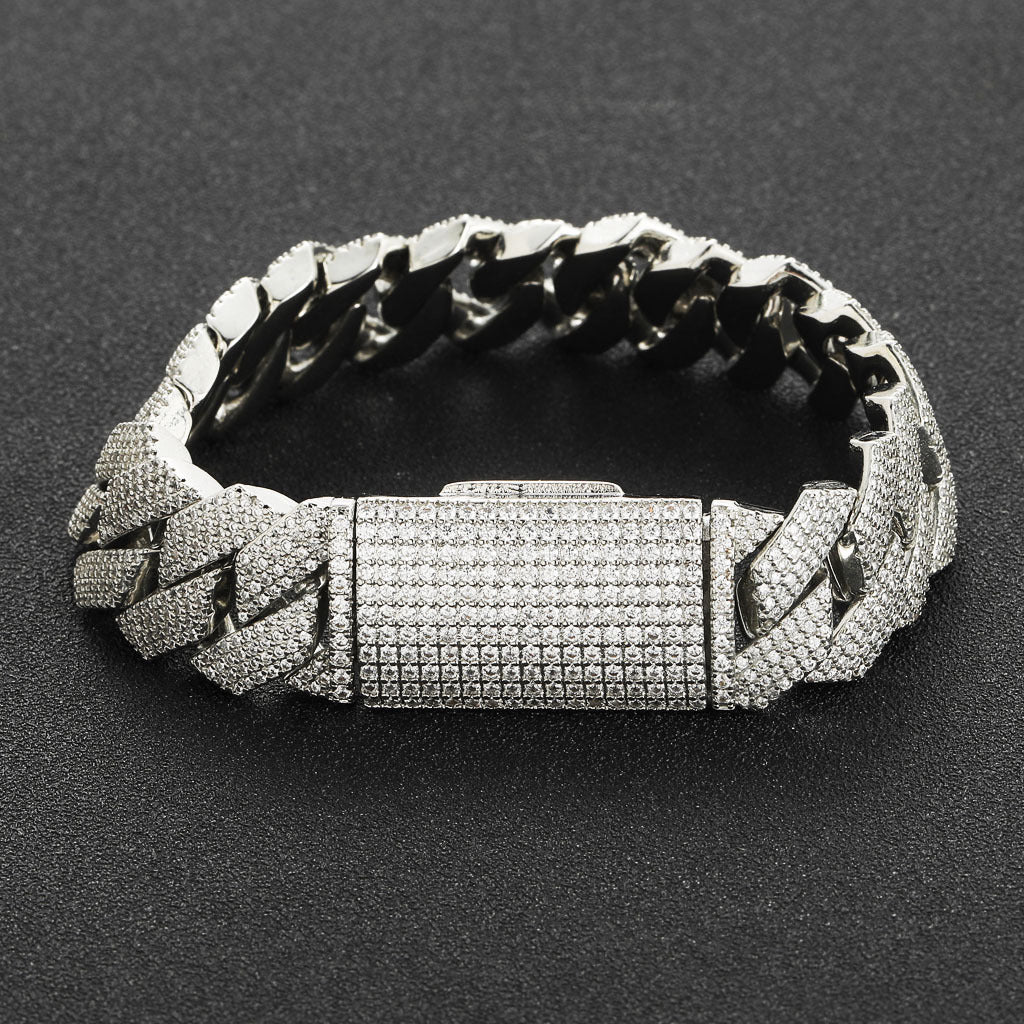 Hip Hop Diamond Shape Cuban Link Cubic Zirconia Bracelet for Men