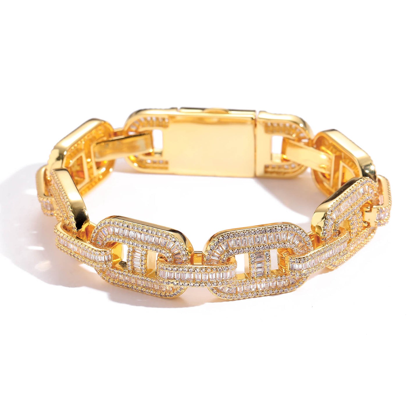 Hip Hop Square Cuban Link Cubic Zirconia Bracelet for Men