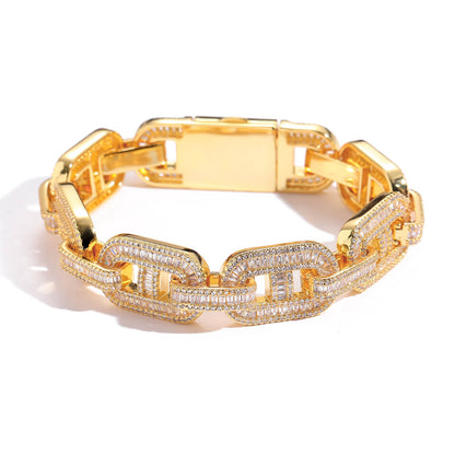 Hip Hop Square Cuban Link Cubic Zirconia Bracelet for Men