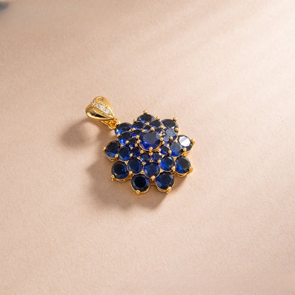 Exotic Ice Flower Cubic Zirconia Pendant Necklace for Women, Gold Plated Floral Statement Charm