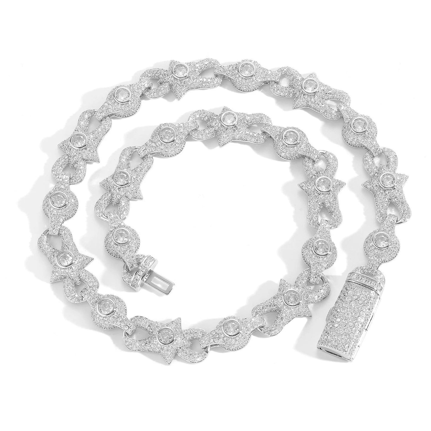 Hip Hop Geometric Diamond Shape Cuban Link Copper Bracelet for Men