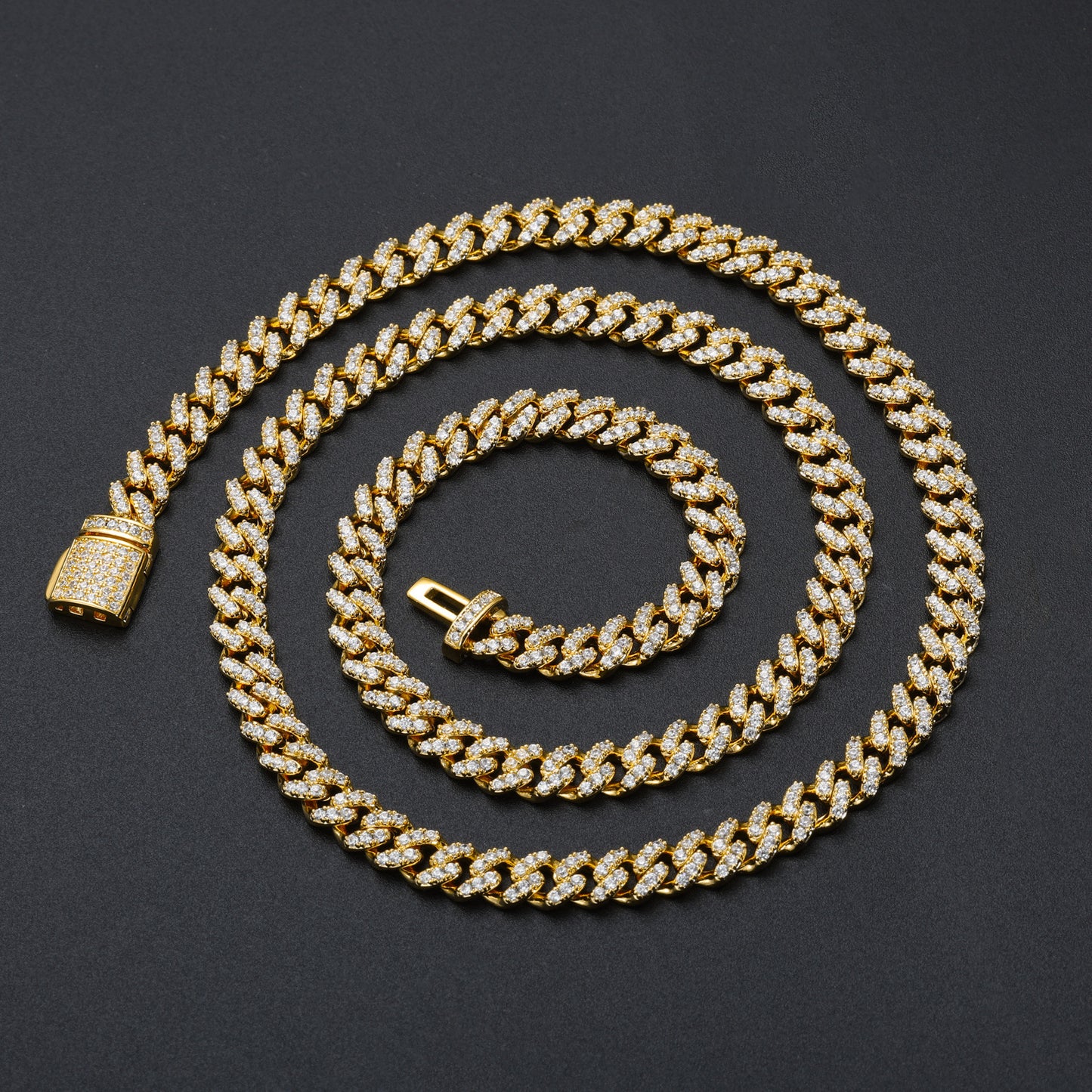 Iced Out Cuban Link Chain Necklace for Men & Women – Geometric Zircon Pendant-Free Statement Hip Hop Jewelry product image