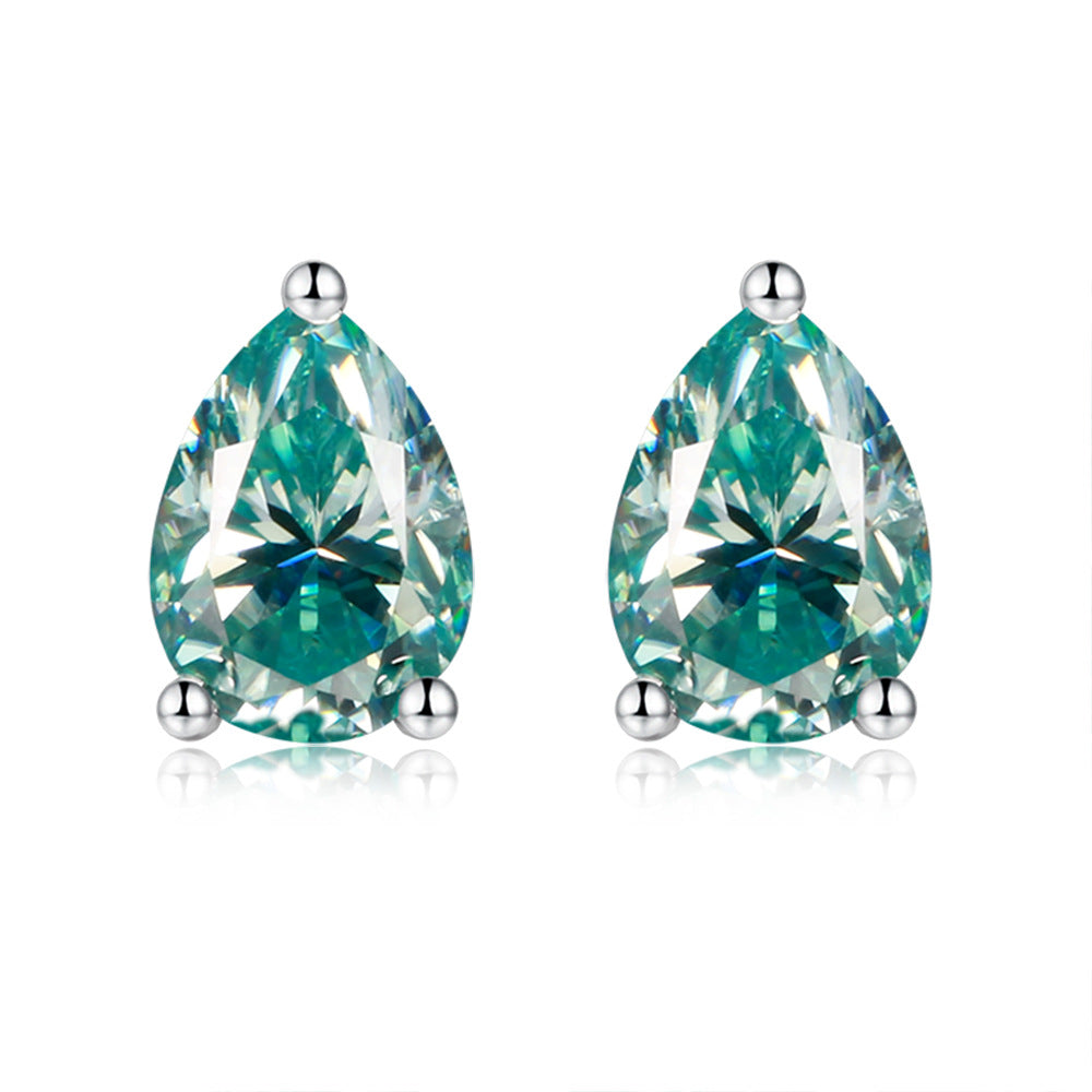 Pink Pear Cut VVS1 Moissanite Stud Earrings in 925 Silver product image