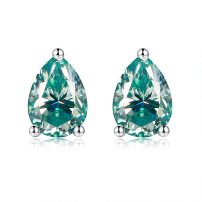 Pink Pear Cut VVS1 Moissanite Stud Earrings in 925 Silver