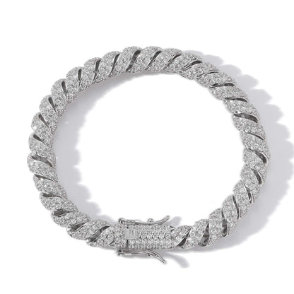 Hip Hop Punk Cuban Link Cubic Zirconia Bracelet for Men