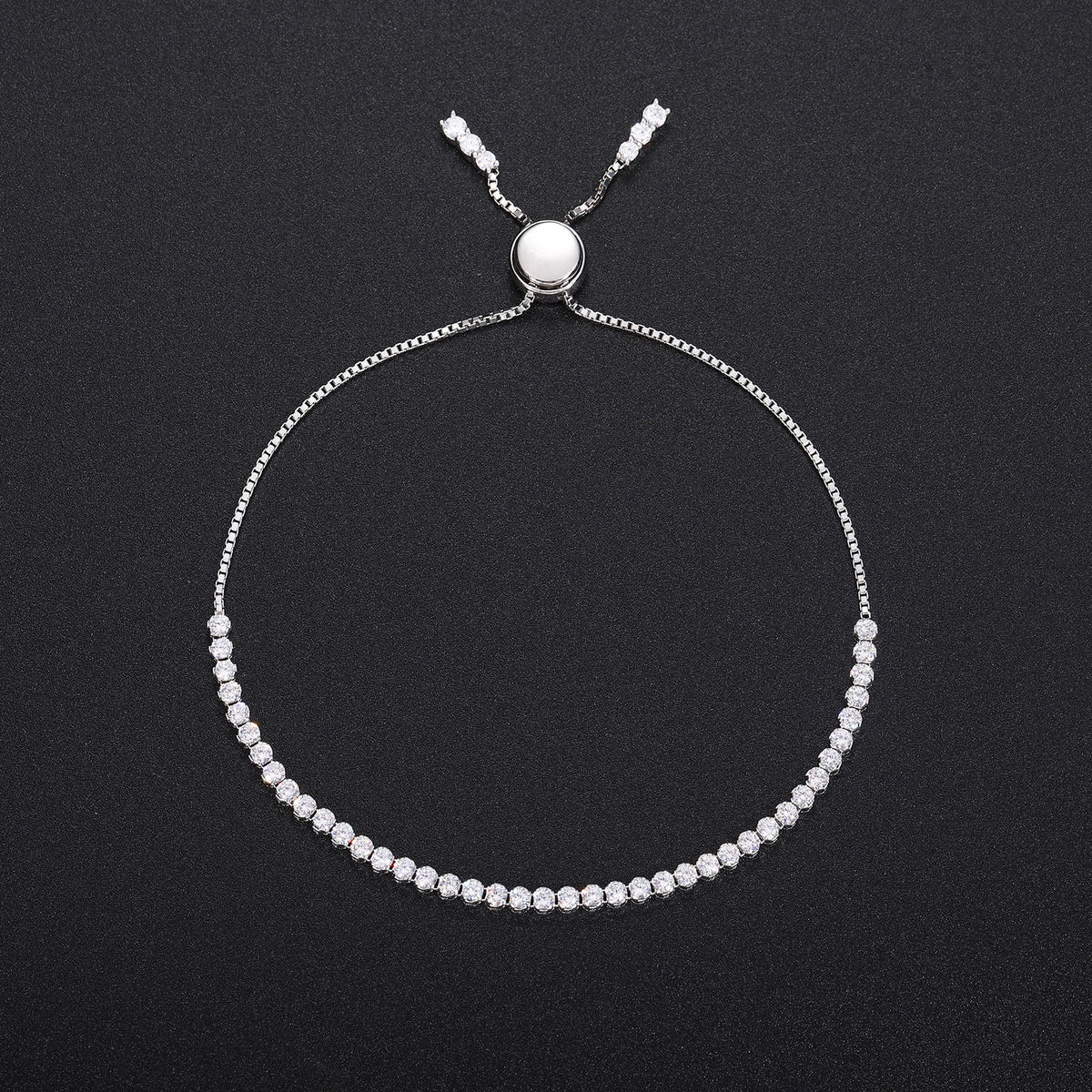 925 Silver Adjustable Tennis Bracelet with Round Moissanite Look Stones for Women and Men product image