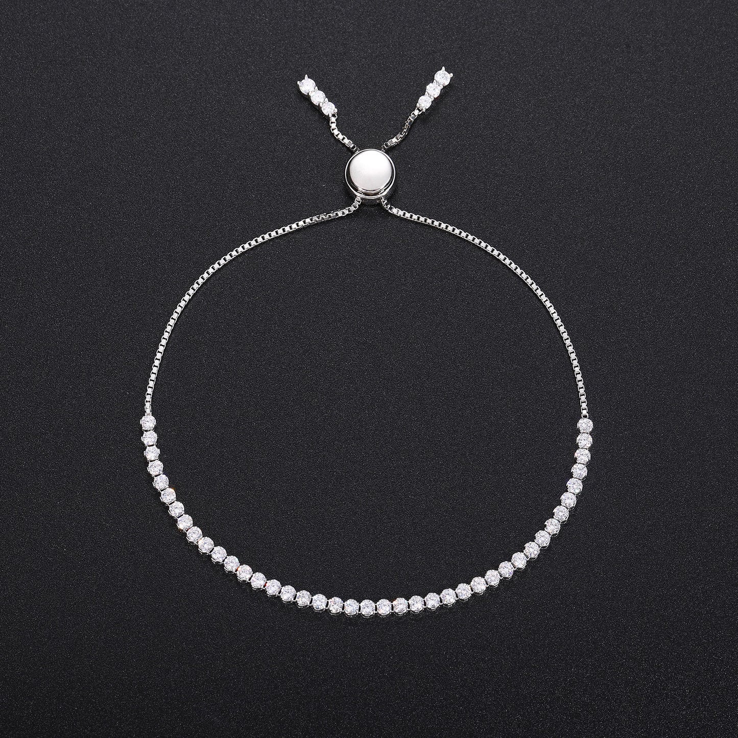925 Silver Adjustable Tennis Bracelet with Round Moissanite Look Stones for Women and Men product image