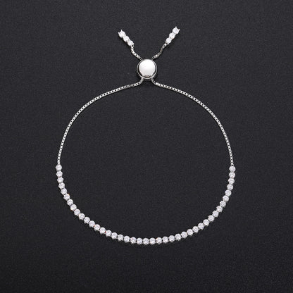 925 Silver Adjustable Tennis Bracelet with Round Moissanite Look Stones for Women and Men