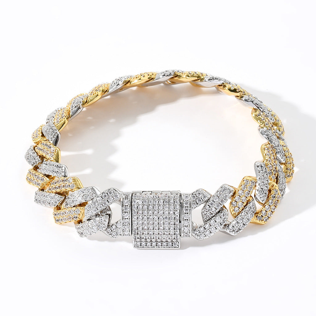 Hip Hop Minimalist Diamond Shape Cuban Link Cubic Zirconia Bracelet for Men