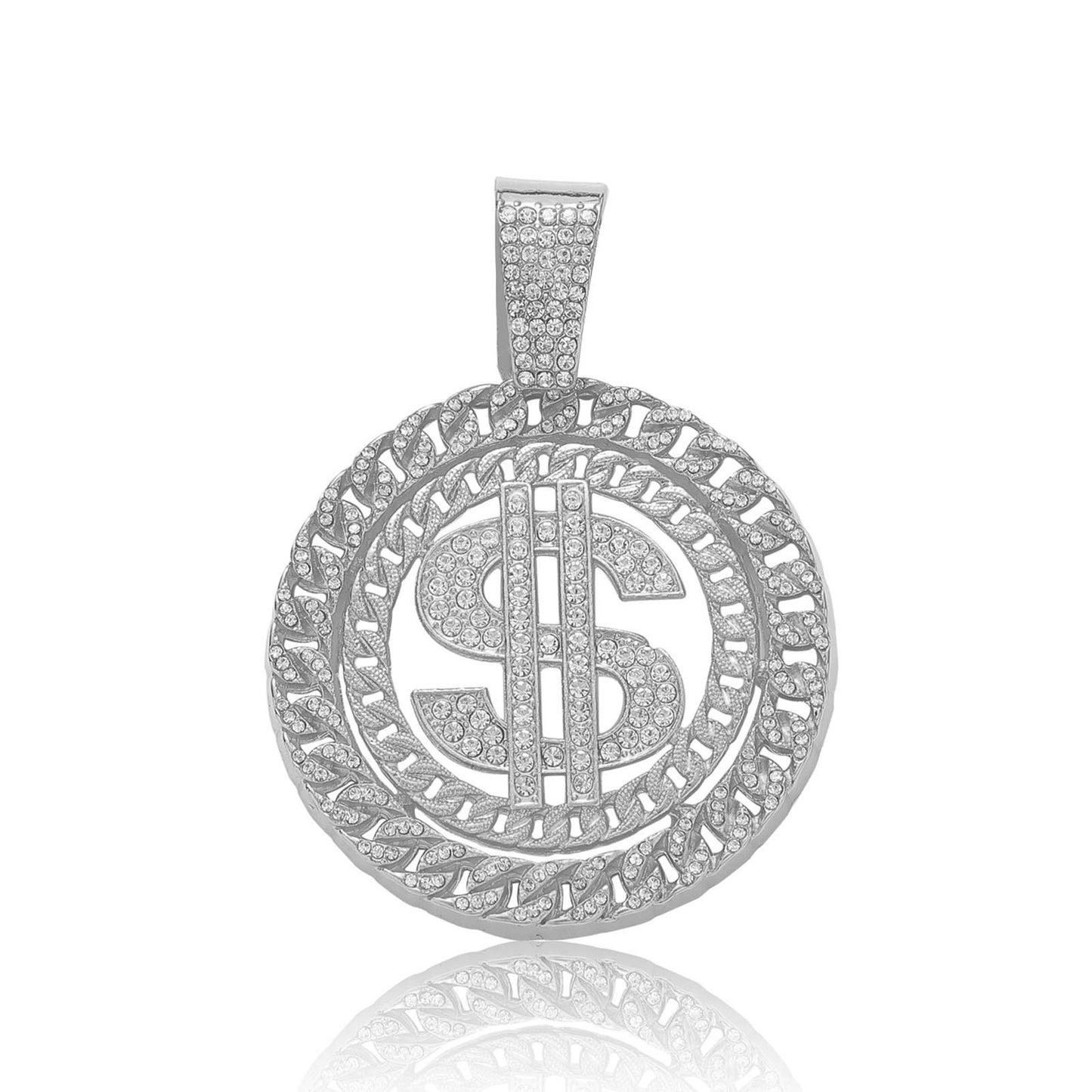 Hip Hop Cuban Link Dollar Alloy Pendant Necklace for Men and Women