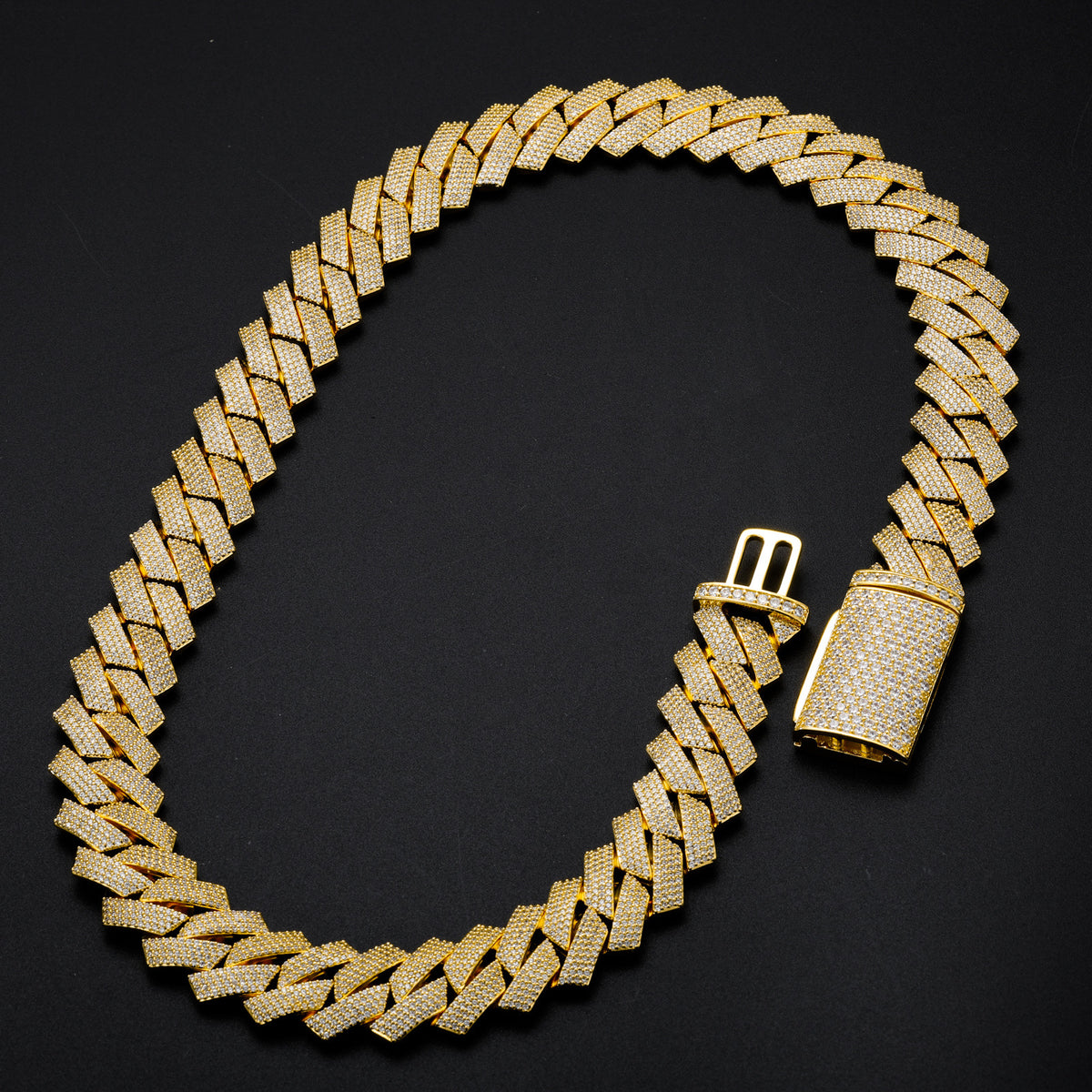 Iced Out Cuban Link Chain Necklace for Men & Women - Geometric Hip Hop Cubic Zirconia Pendant Chain product image