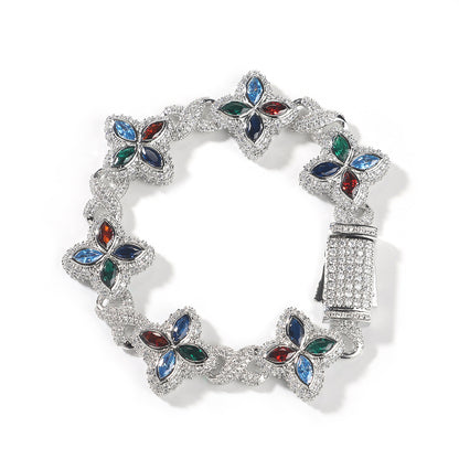 Unisex Four Leaf Clover Cubic Zirconia Bracelet /Necklace