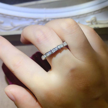 Moissanite Stackable Ring for Women - Tulip, Snake Bone & Butterfly Bow Row Ring, White-Tone Band, Sizes 9-19