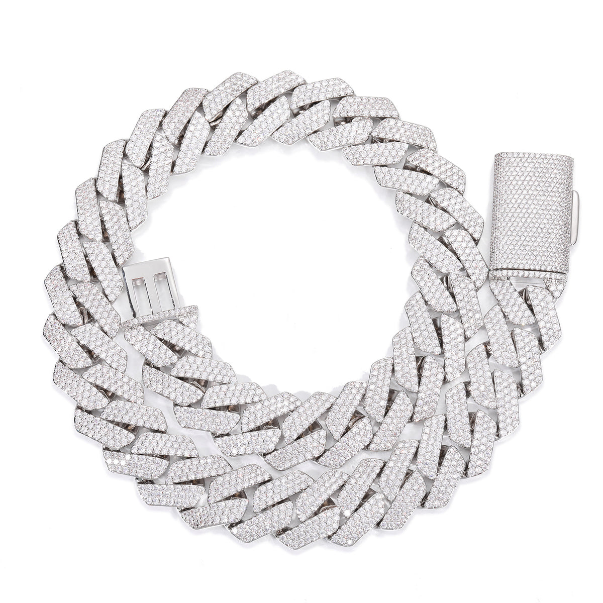 Iced Out Cuban Link Chain Necklace Bracelet Set in Gold or White Gold Tone product image