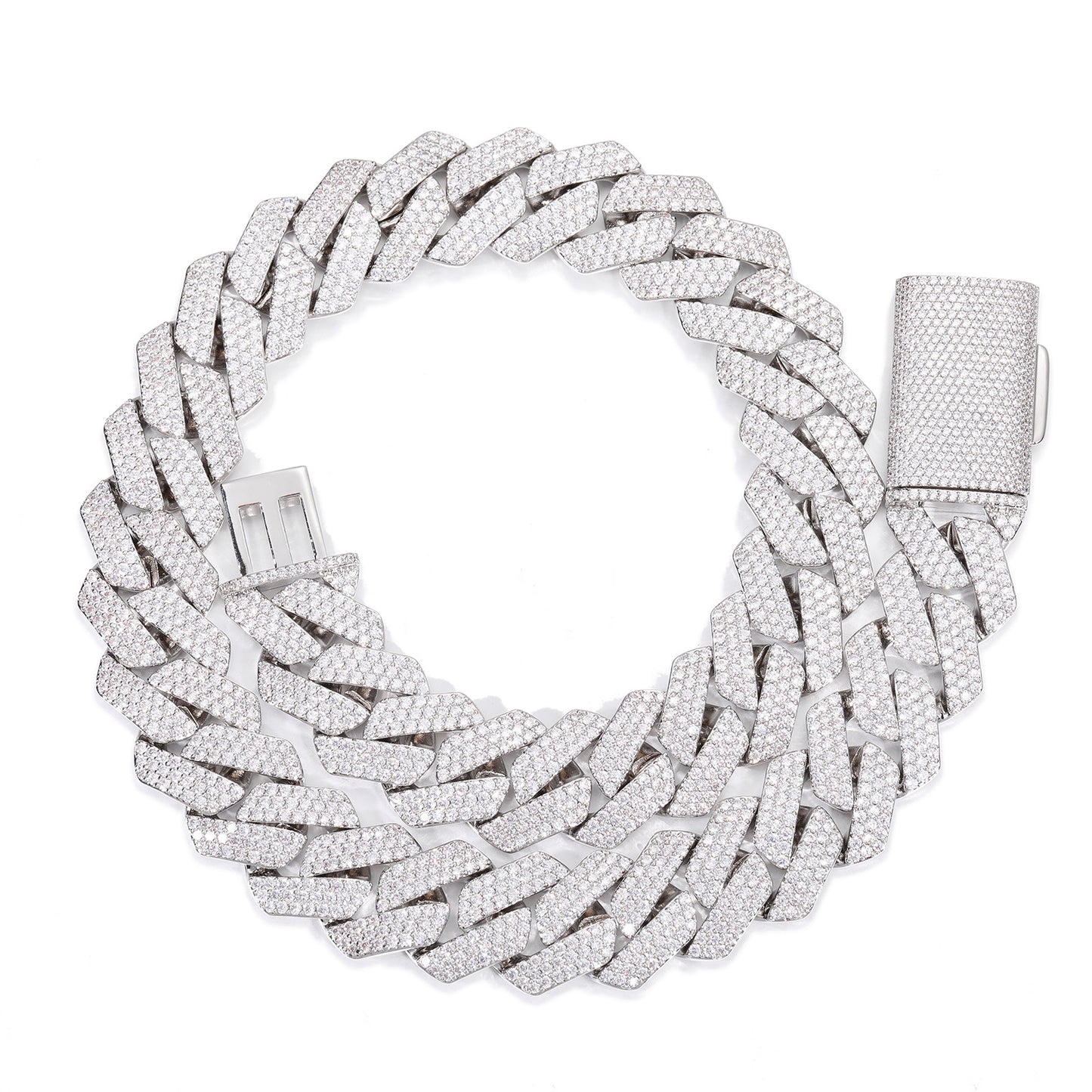 Iced Out Cuban Link Chain Necklace Bracelet Set in Gold or White Gold Tone product image