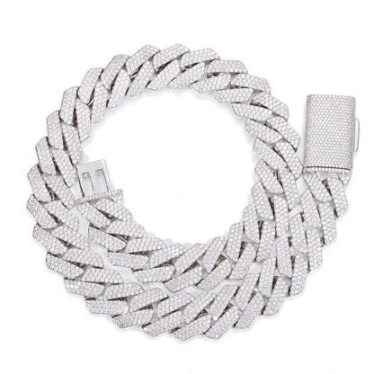 Iced Out Cuban Link Chain Necklace Bracelet Set in Gold or White Gold Tone