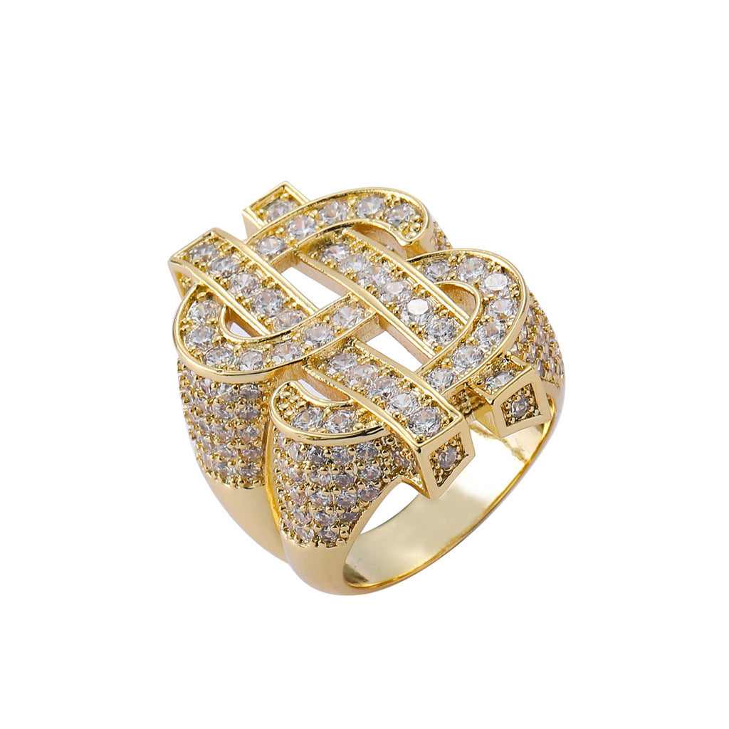 Hip Hop Dollar Copper Ring for Men