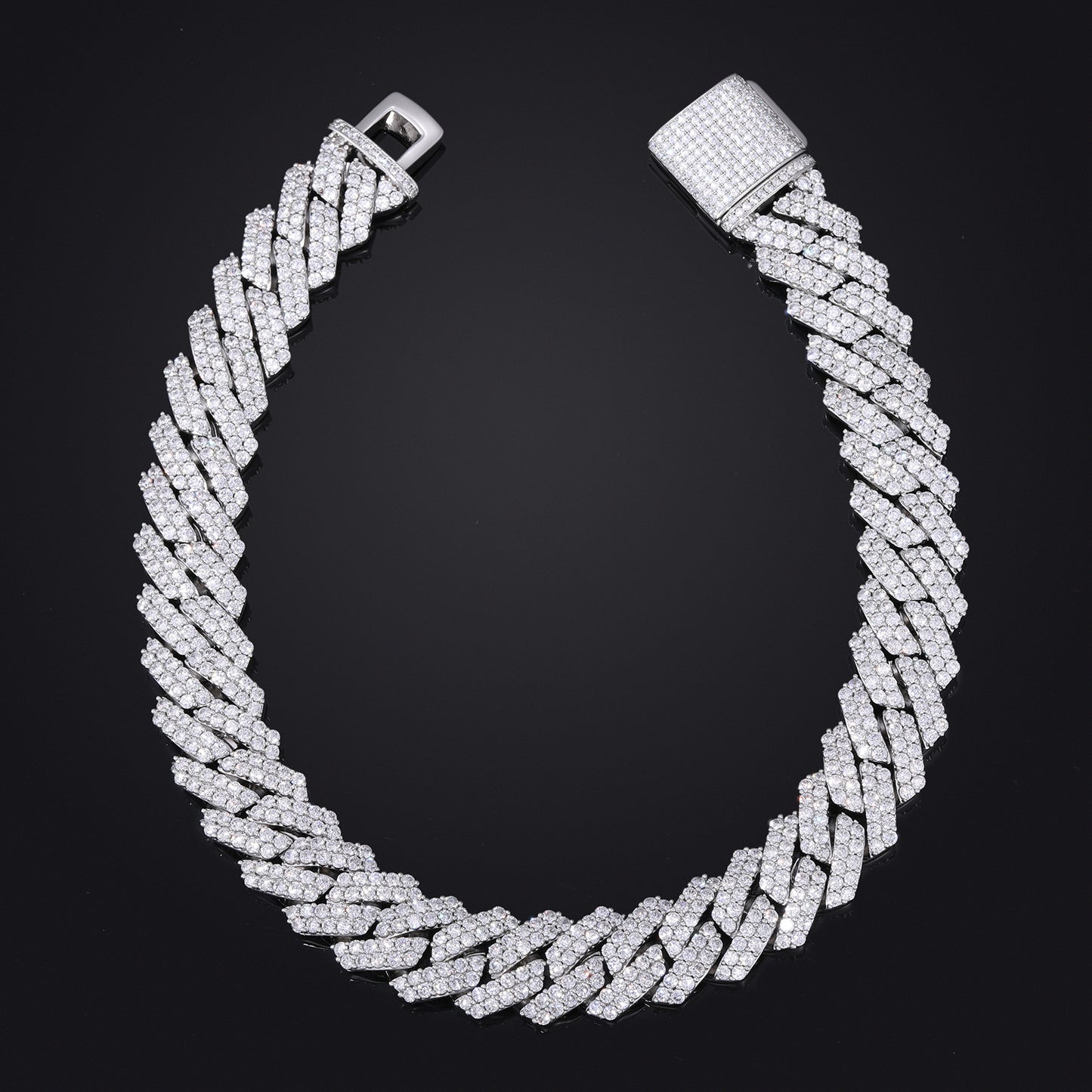 Iced Out Double Row Cuban Link Chain Necklace for Men and Women - Micro Pave Cubic Zirconia Hip Hop Statement Chain product image