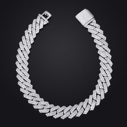 Iced Out Double Row Cuban Link Chain Necklace for Men and Women - Micro Pave Cubic Zirconia Hip Hop Statement Chain