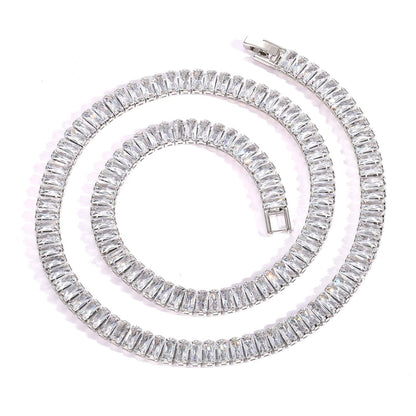 Hip Hop Light Luxury Square Tennis Chain Cubic Zirconia Necklace for Men