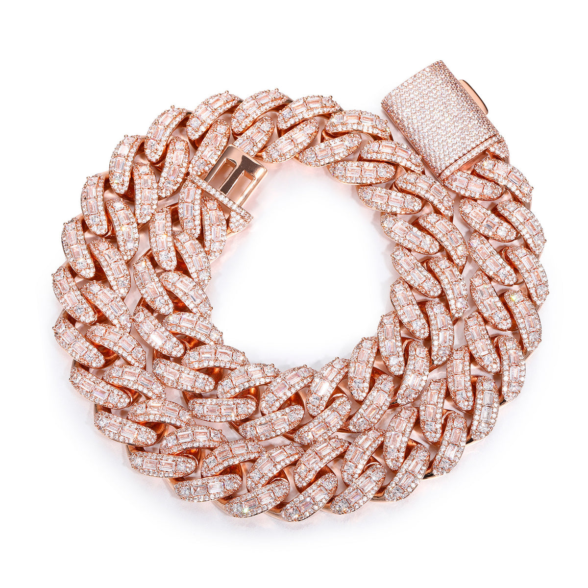 Iced Out Cuban Link Chain Necklace Bracelet - Round Cut Cubic Zirconia Hip Hop Unisex Statement Jewelry product image