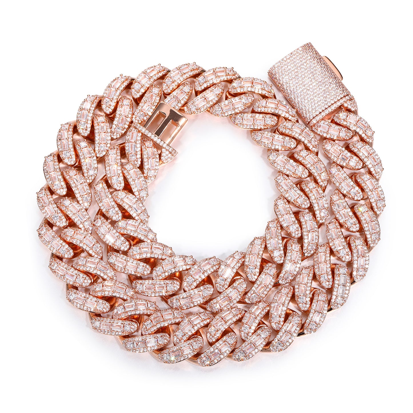 Iced Out Cuban Link Chain Necklace Bracelet - Round Cut Cubic Zirconia Hip Hop Unisex Statement Jewelry product image