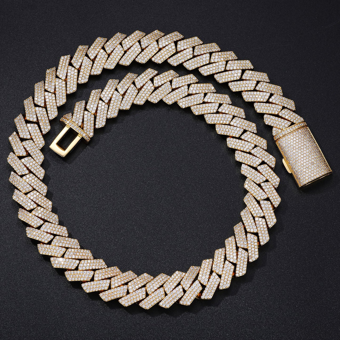 Iced Out Cuban Link Chain Bracelet & Necklace, Geometric Zircon Hip Hop Jewelry product image