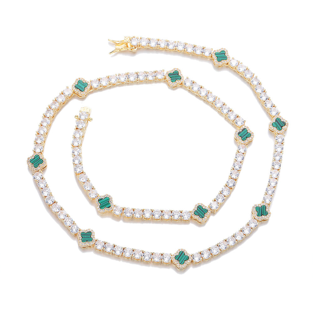 Clover Tennis Chain Bracelet & Necklace, Sparkling Cuban Link Jewelry product image