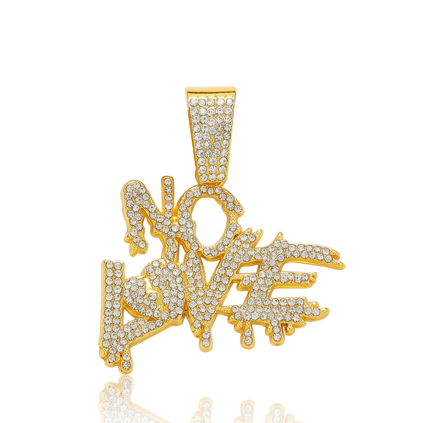 Hip Hop Heart Letter Teardrop Alloy Pendant Necklace for Men and Women