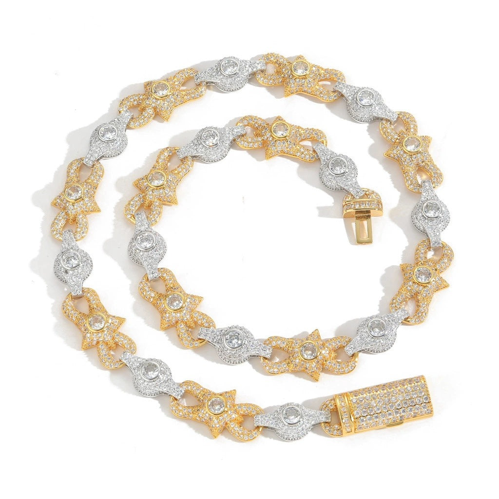 Hip Hop Geometric Diamond Shape Cuban Link Copper Bracelet for Men