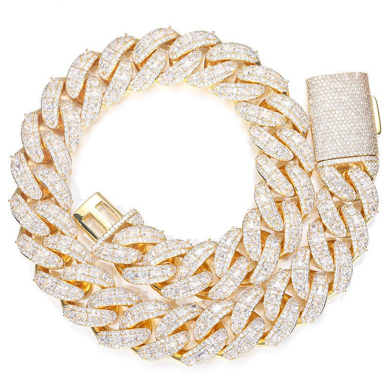 Iced Out Cuban Link Chain Necklace or Bracelet for Men and Women, Micro Pave Cubic Zirconia Hip Hop Streetwear Jewelry product image