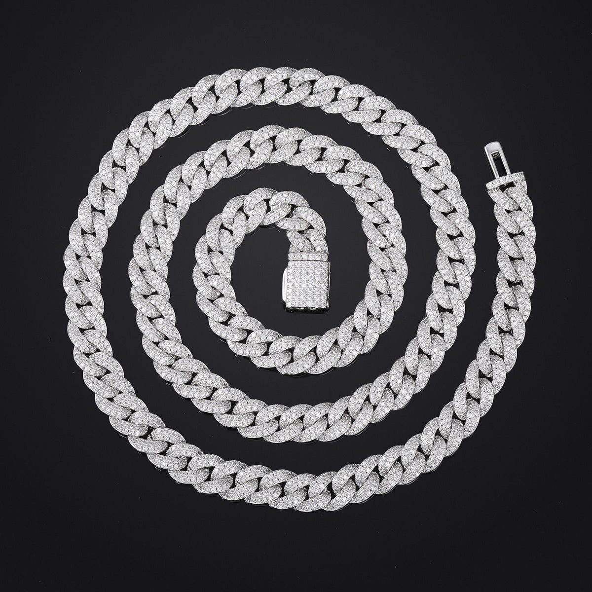 Iced Out Cuban Link Chain Necklace or Bracelet - Gold Plated Copper Jewelry with Cubic Zirconia for Men and Women product image
