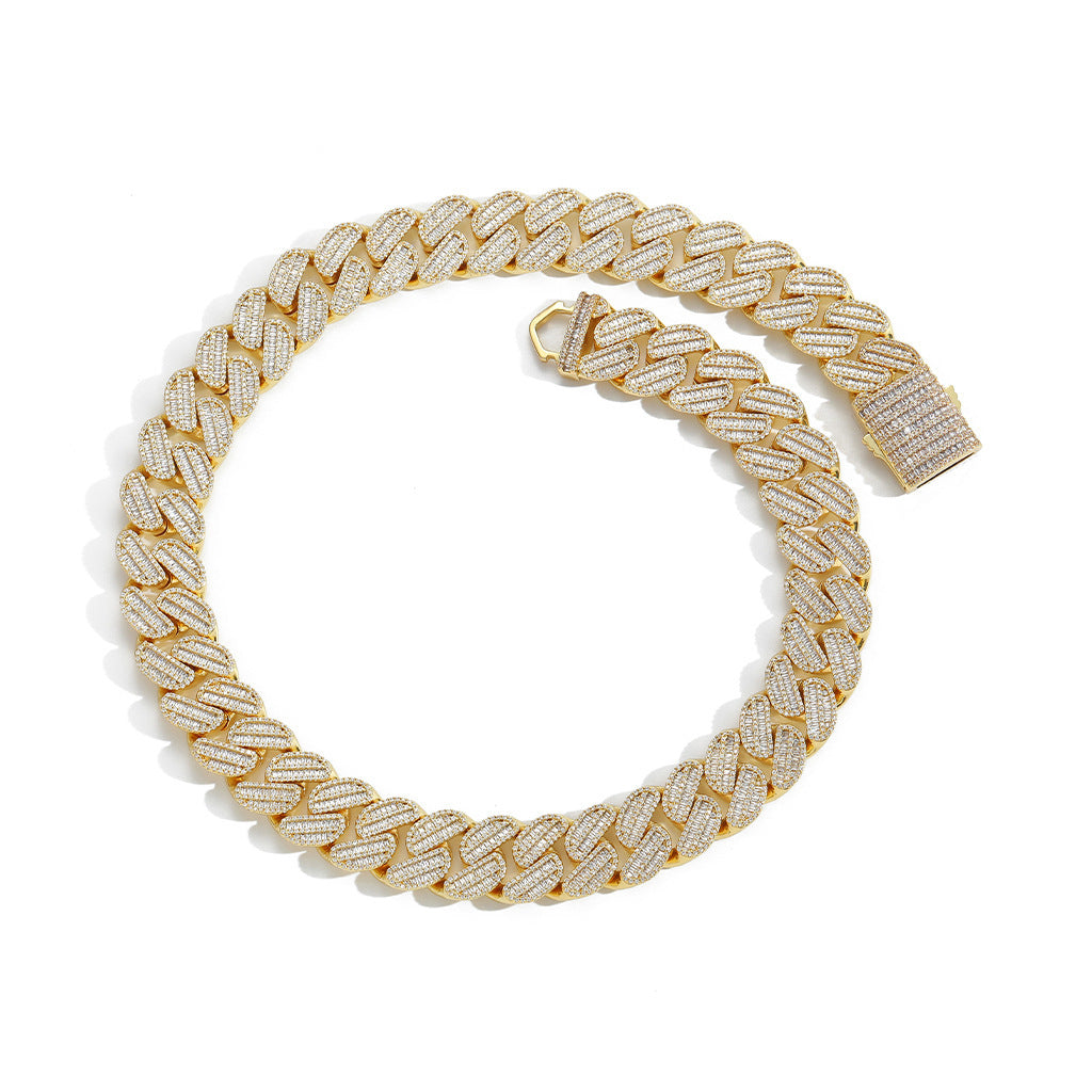 Hip Hop Cuban Link Cubic Zirconia Necklace for Men