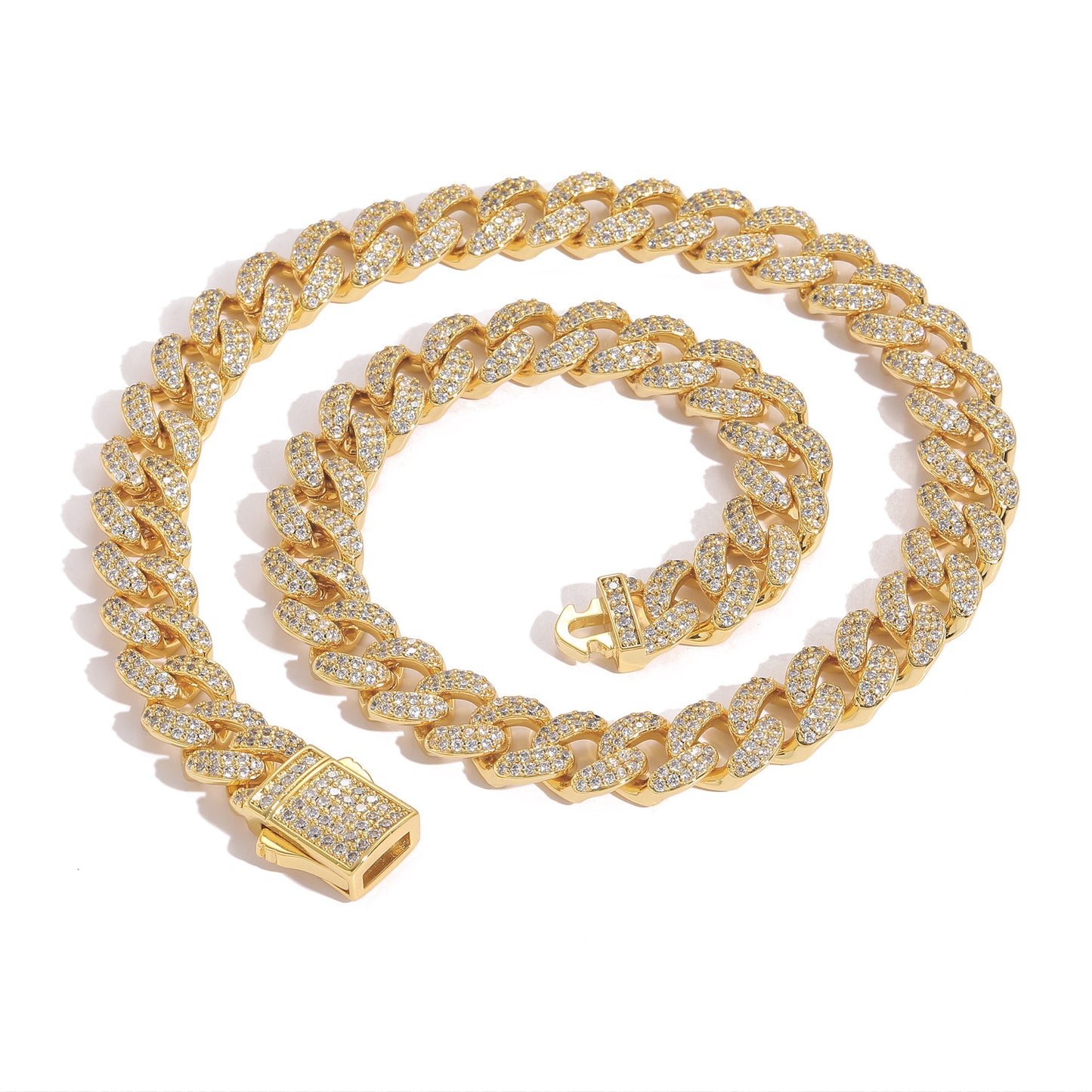 Hip Hop Light Luxury Cuban Link Cubic Zirconia Necklace for Men
