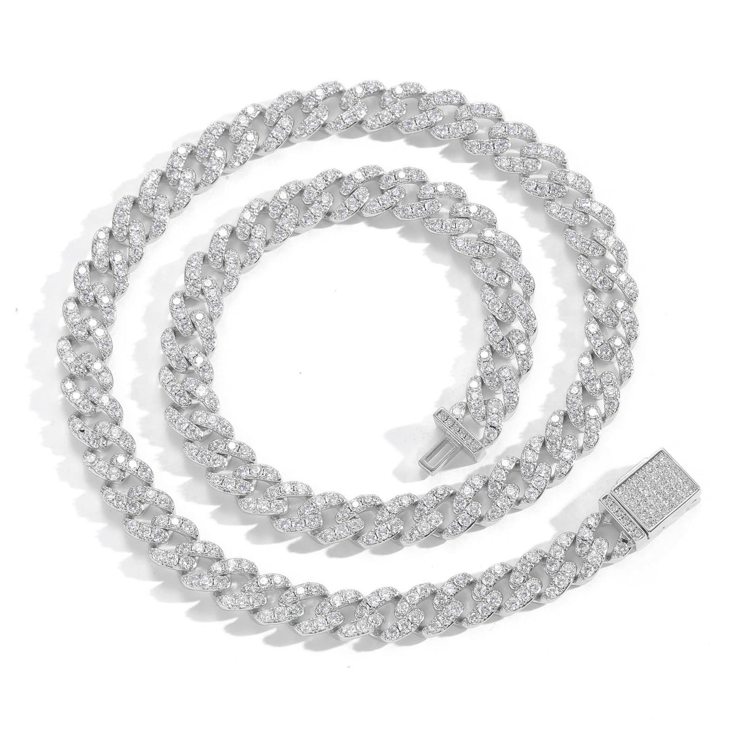 Hip Hop Diamond Shape Cuban Link Cubic Zirconia Necklace for Men