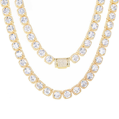 Iced Out Princess Cut Cubic Zirconia Tennis Chain Necklace for Men & Women