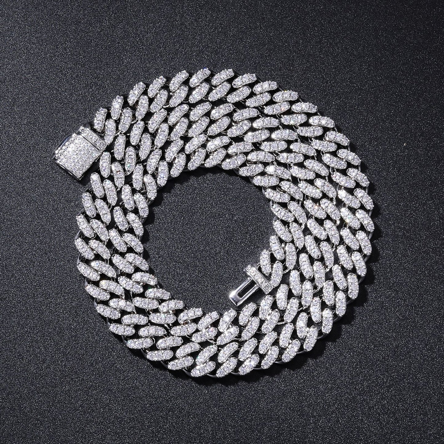10mm Double Row Iced Out Cuban Link Chain Necklace Bracelet for Men and Women product image