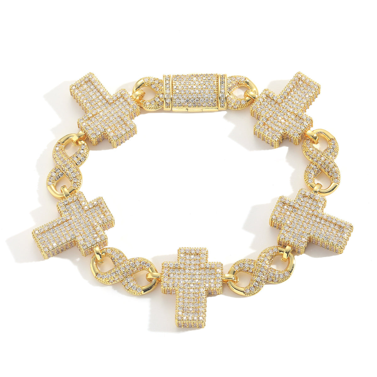 Hip Hop Cross Square Cuban Link Cubic Zirconia Bracelet for Men product image
