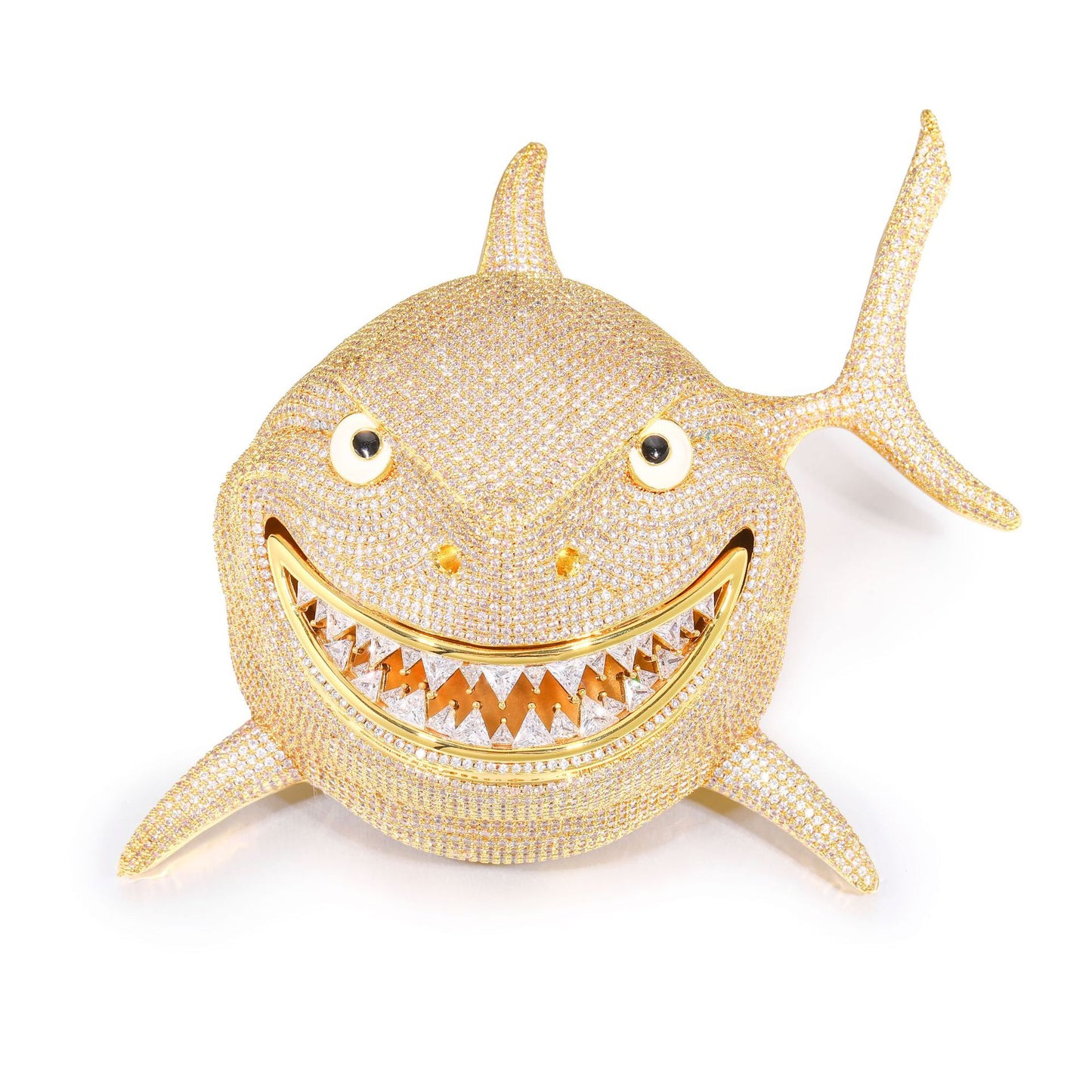 Iced Out Shark Pendant Necklace for Men with Stainless Steel Twist Chain product image