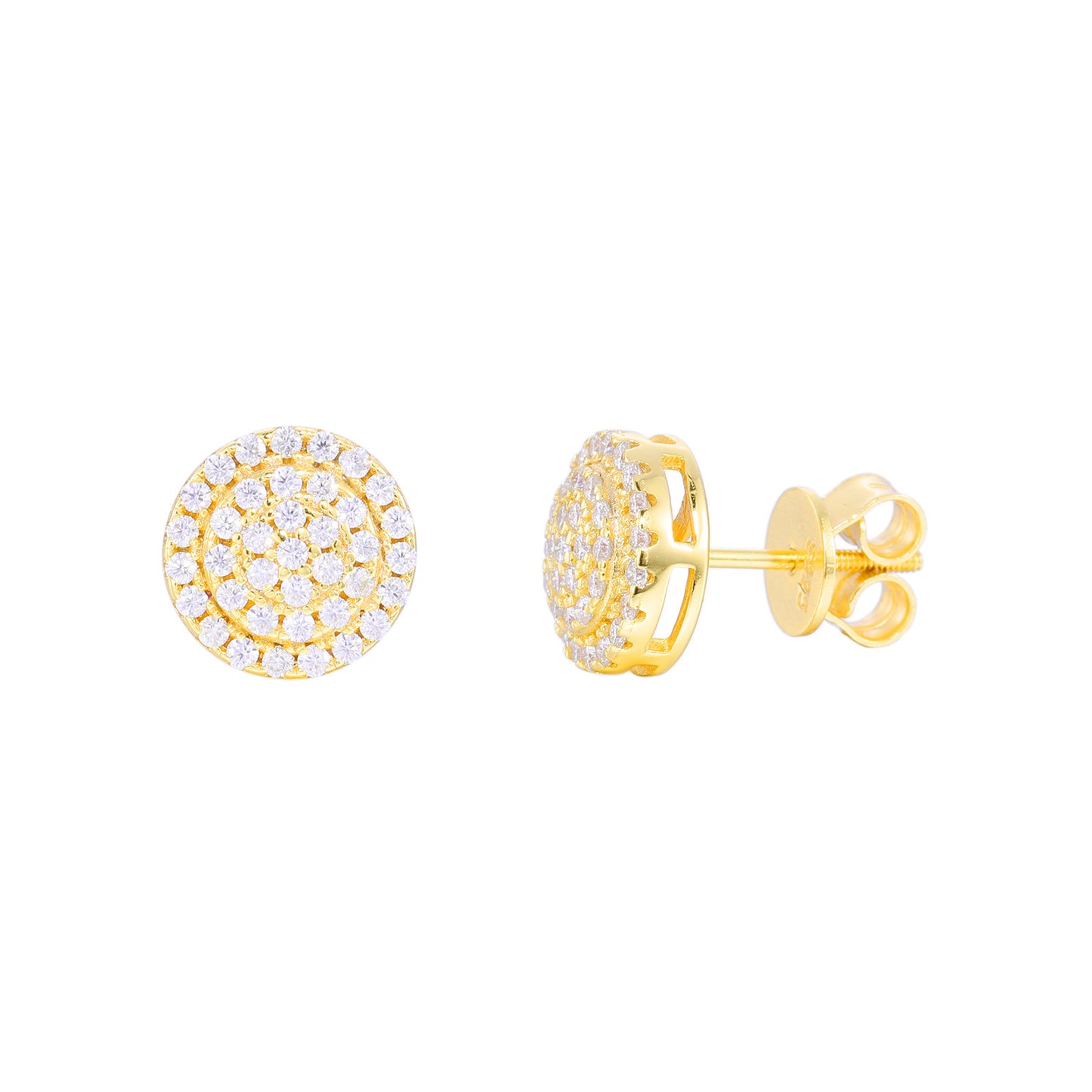 925 Silver Round Moissanite Stud Earrings for Men and Women - Iced Out Hip Hop Geometric Earrings product image