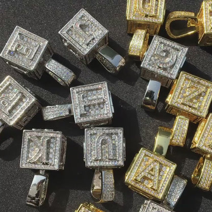A-Z Block Initials Letter Pendant Necklace