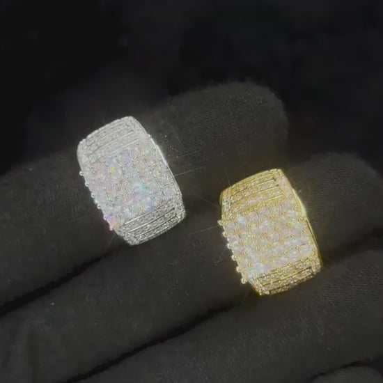 Iced Out Geometric CZ Copper Ring -Hip Hop Statement Band product image