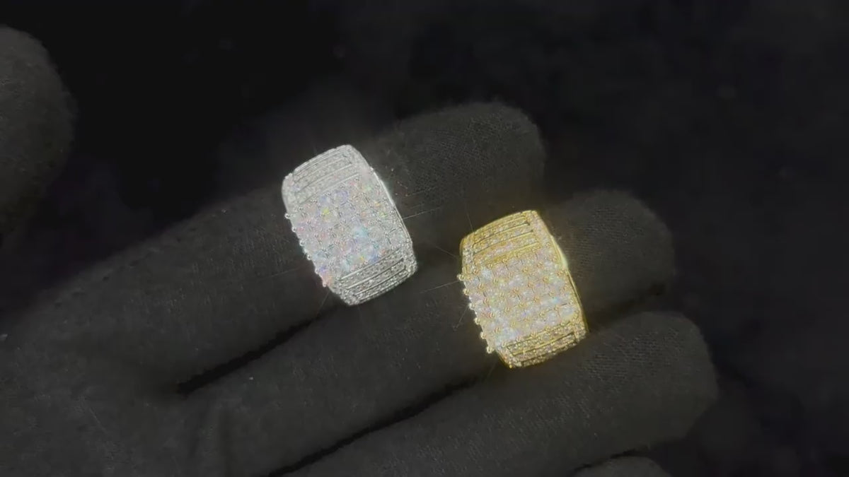 Iced Out Geometric CZ Copper Ring -Hip Hop Statement Band product image
